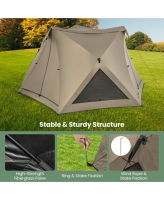 6-Sided Pop-up Family Tent with Rainfly, Skylight, 3 Doors, 3 Windows