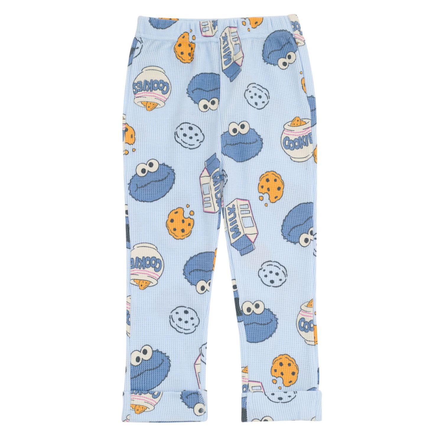 Little Boys Cookie Monster Waffle Knit Pullover Sweatshirt and Jogger Pants Outfit Set