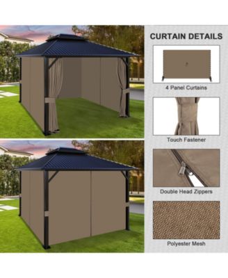 12' x 14' Gazebo Curtain Set Protecting Privacy Side Walls 4 Panels,Curtain Only