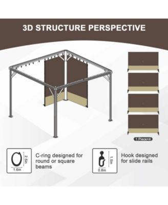 12' x 14' Gazebo Curtain Set Protecting Privacy Side Walls 4 Panels,Curtain Only