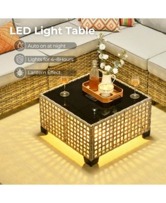 Outdoor Patio Furniture Set,6 Pieces Rattan Sectional Patio Furniture Set,Outside Coversation Set with Extra Deep Outdoor Sofa Couch and Solar Coffee Table for Porch Balcony Backyard Deck Poolside