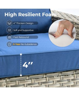 Outdoor Patio Furniture Set,6 Pieces Rattan Sectional Patio Furniture Set,Outside Coversation Set with Extra Deep Outdoor Sofa Couch and Solar Coffee Table for Porch Balcony Backyard Deck Poolside