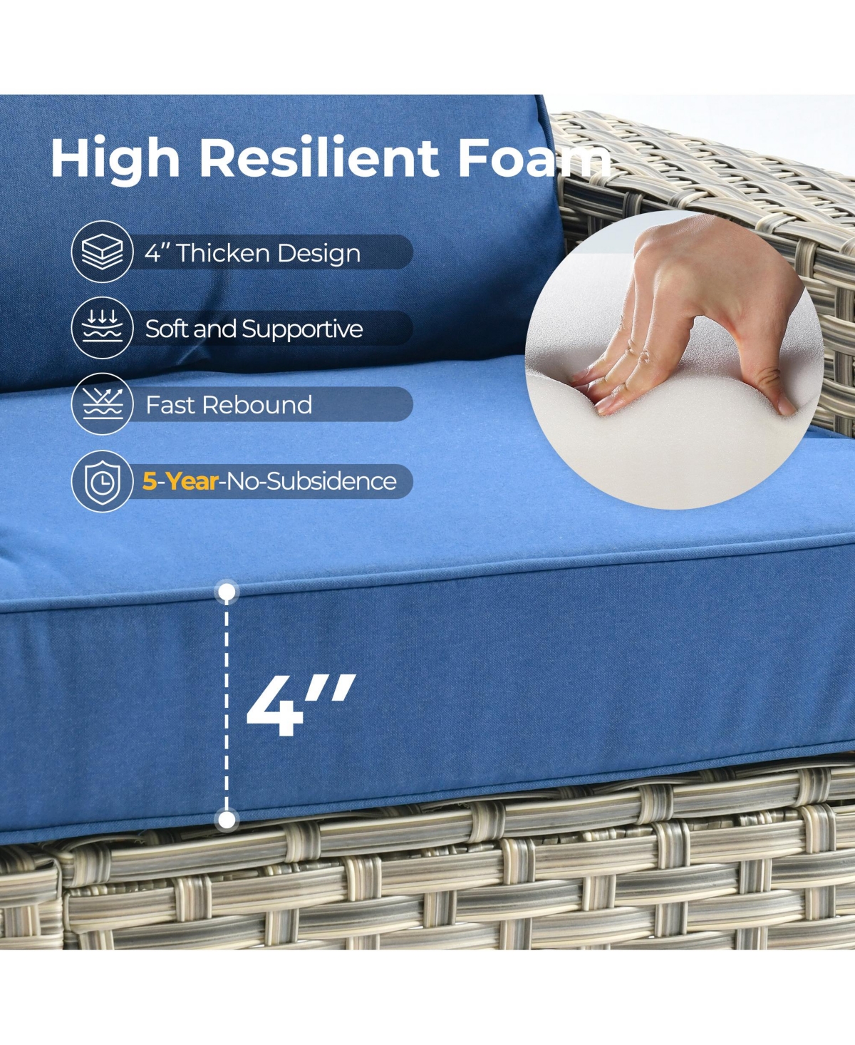 Xizzi Outdoor Patio Furniture Set,6 Pieces Rattan Sectional Set,Outside Coversation Set with Extra Deep Sofa Couch and Solar C