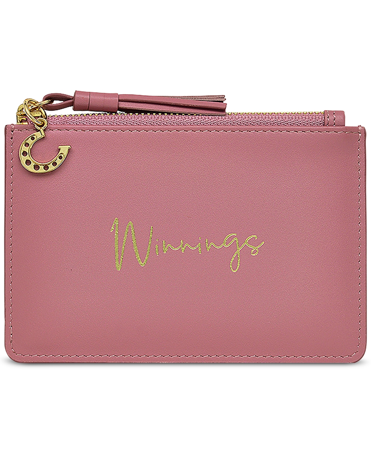 Kentucky Derby Leather Ziptop Coin Wallet - Chalk