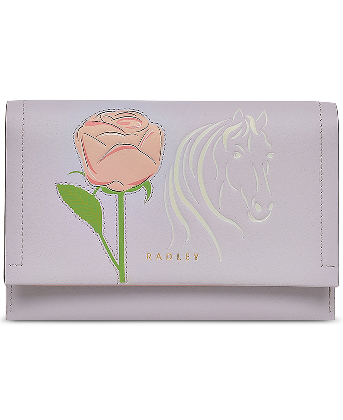 Kentucky Derby Leather Flapover Wallet - Thistle