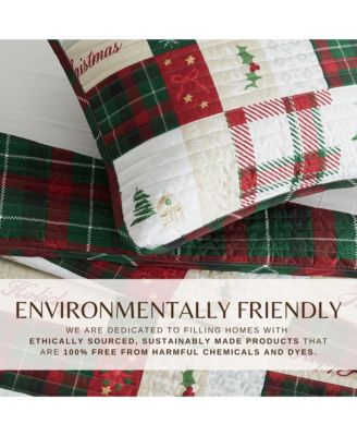 Festive Holiday Reversible Microfiber Quilt Set with Shams