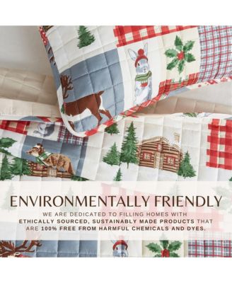 Festive Holiday Reversible Microfiber Quilt Set with Shams