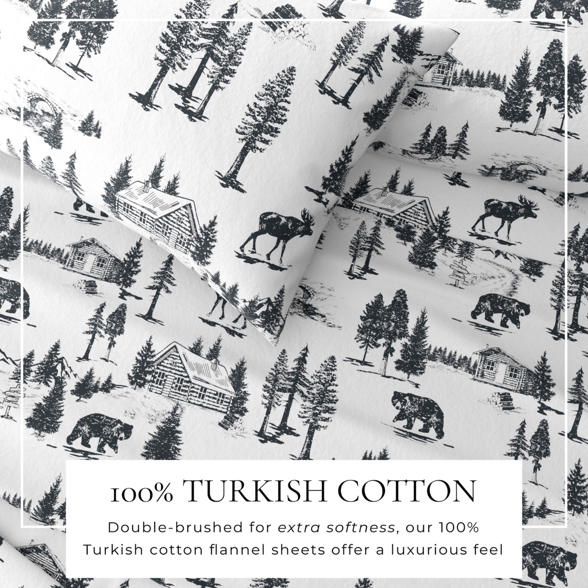 Linery & Co. Ultra-Soft Turkish Cotton Flannel Lodge Print Sheet Set