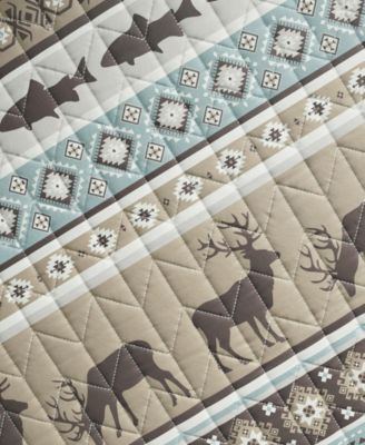 Wildlife Stripe Microfiber Quilt Set With Shams