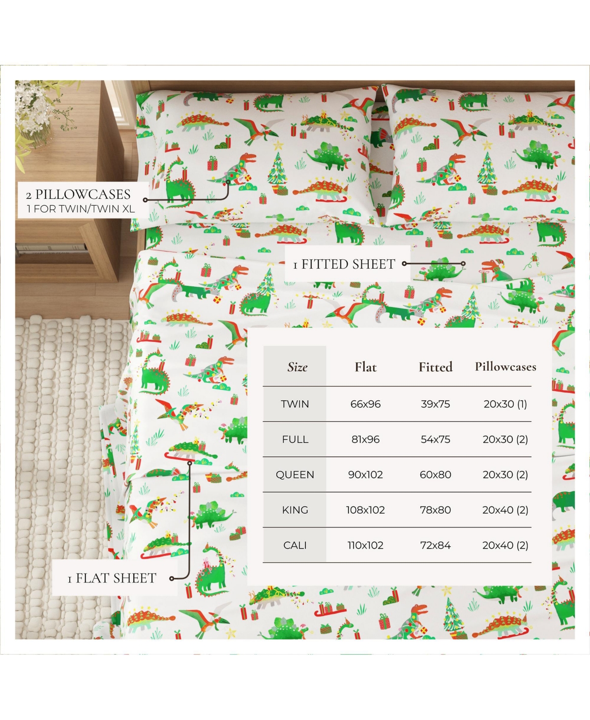 Linery & Co. Ultra-Soft Turkish Cotton Flannel Christmas Print Sheet Set