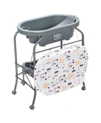 Portable Baby Changing Table with Storage Basket and Shelves