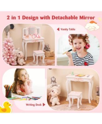 Kids Vanity Set with Drawer and 3 Makeup Accessories