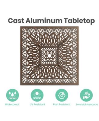 5-Piece Cast Aluminum Outdoor Patio Dining Set with Brown Cushions