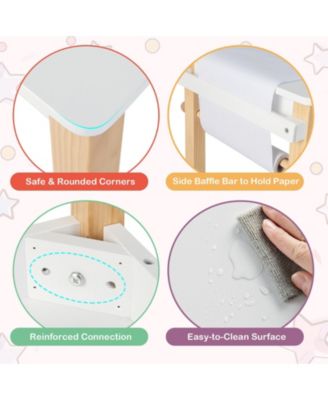 Kids Art Table and Chair Set with Drawer Paper Roll and 2 Markers