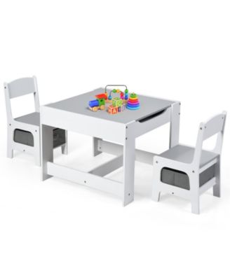 Kids Table Chairs Set With Storage Boxes Blackboard Whiteboard Drawing