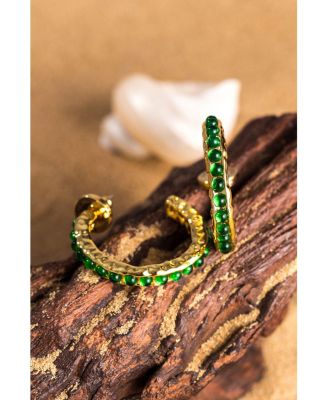 Serena Molten Gemstone Hoop Earrings