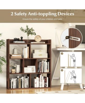 7 Cubes Open-back Bookshelf with Anti-Toppling Devices