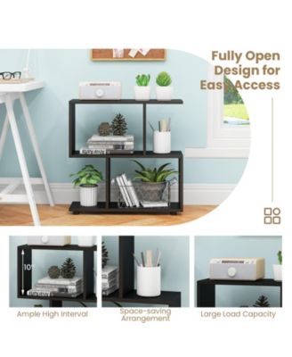 24 Inch 3-Tier Geometric Bookshelf with Thick Foot Pads