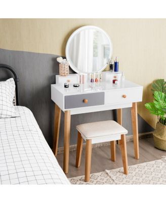 Makeup Dressing Table with 4 Drawers and Lighted Mirror