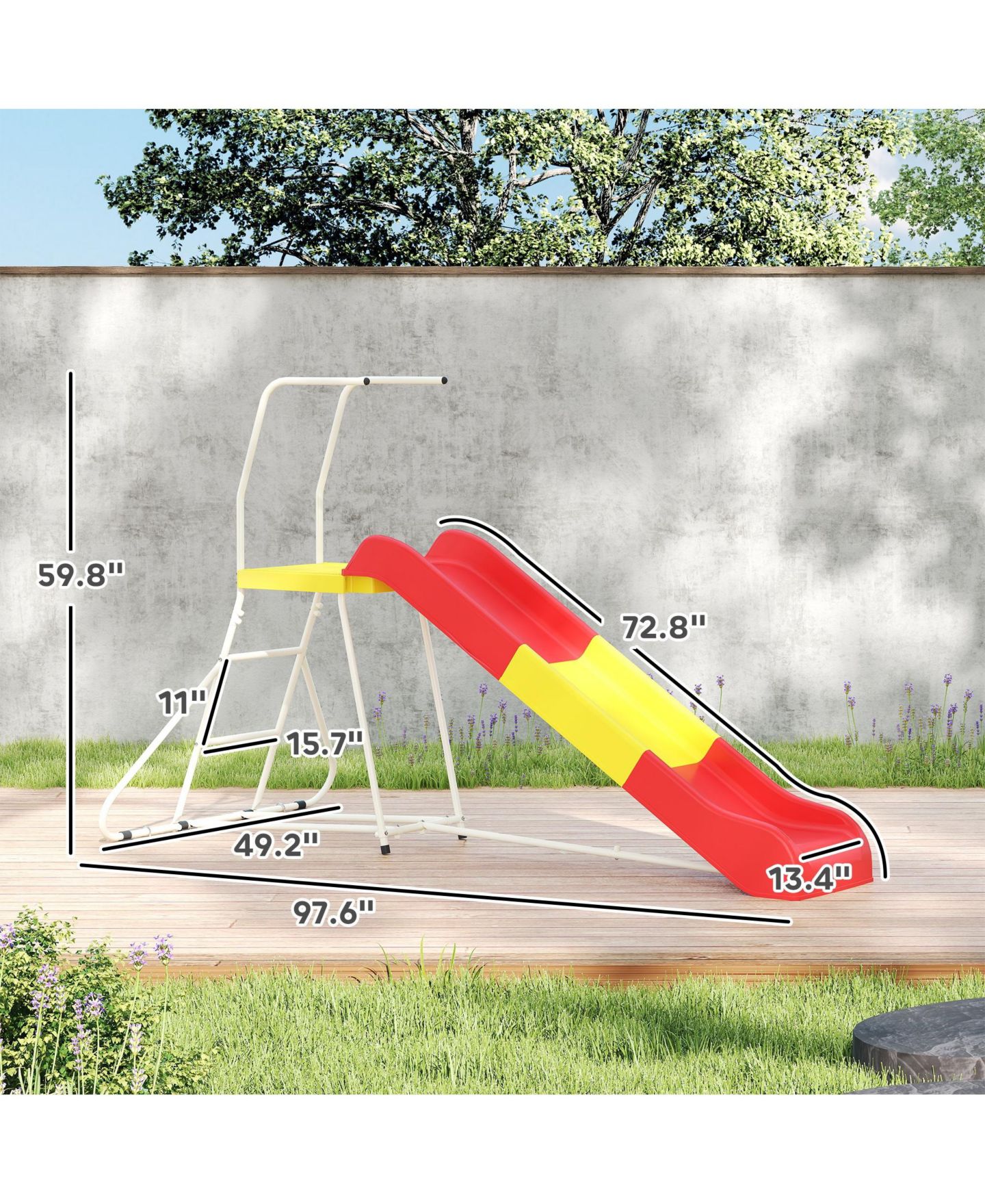Детская игрушка Qaba 6ft Metal Freestanding Slide, 99 lbs. Capacity, Ages 3-8, цвет: Красный — фото 3