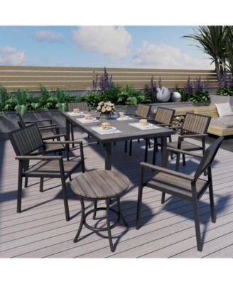 10-Piece Aluminum Outdoor Patio Dining Set with Rectangle Table, Small Side Table and 8-Stackable Chairs