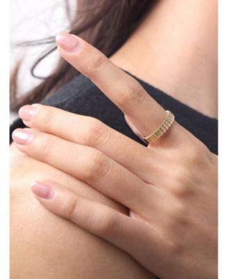 DEVATA Ribbed Band Ring in 14K Gold, Size 5, approx. 2.5 grams