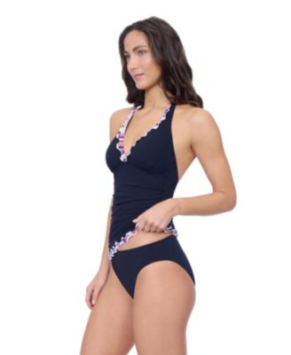 Riga Tricolore Solid Halter Tankini