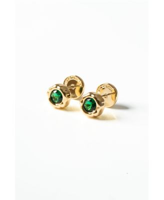 Skyler Molten Cubic Zirconia Stud Earrings - Gold/green