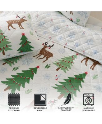 Christmas Trees Microfiber Quilt Set With Shams