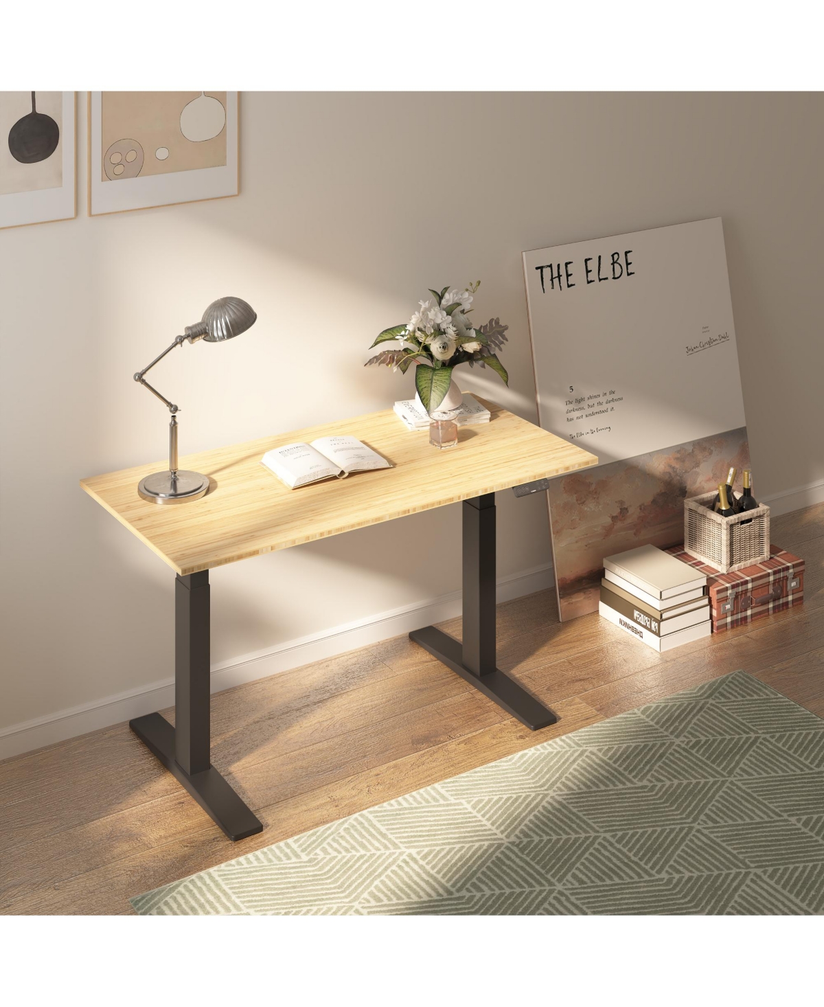 Flexispot E7-commercial W Electric Adjustable Standing Desk, Bamboo Top
