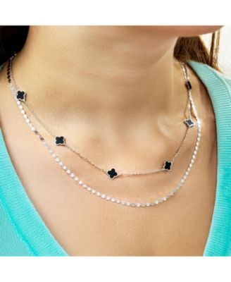 Disco Link Chain Necklace 14K White Gold 24 inches