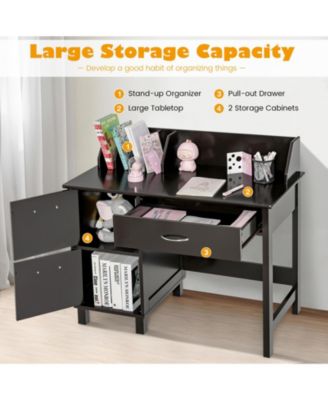 Kids Wooden Writing Furniture Set with Drawer and Storage Cabinet