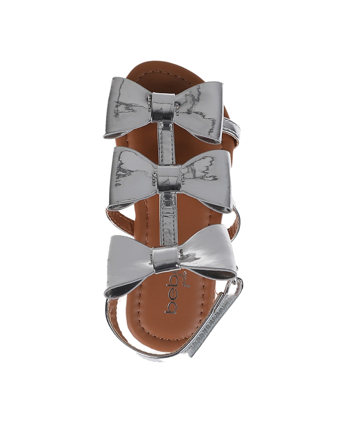 Bebe Little Girls Comfortable And Stylish Flat With Oversized Bows Sandals In Silver