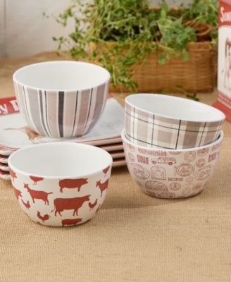 Vintage Farm Ice Cream Bowls, Set of 4, Service for 4