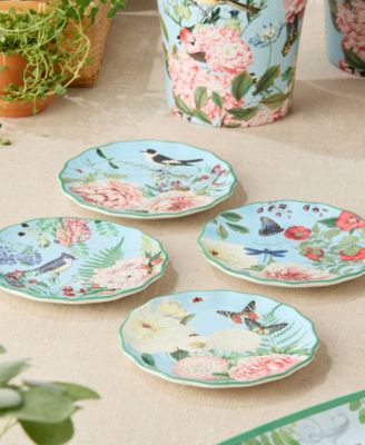 Flora Canape Plates, Set of 4, Service for 4