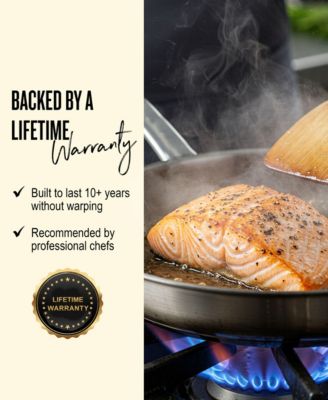 Maestro 5-Ply Stainless Steel Frying Pan 3-Piece Set - Oven Safe and Made without PFAS, PFOA & PTFE - Induction and All Stovetop Compatible