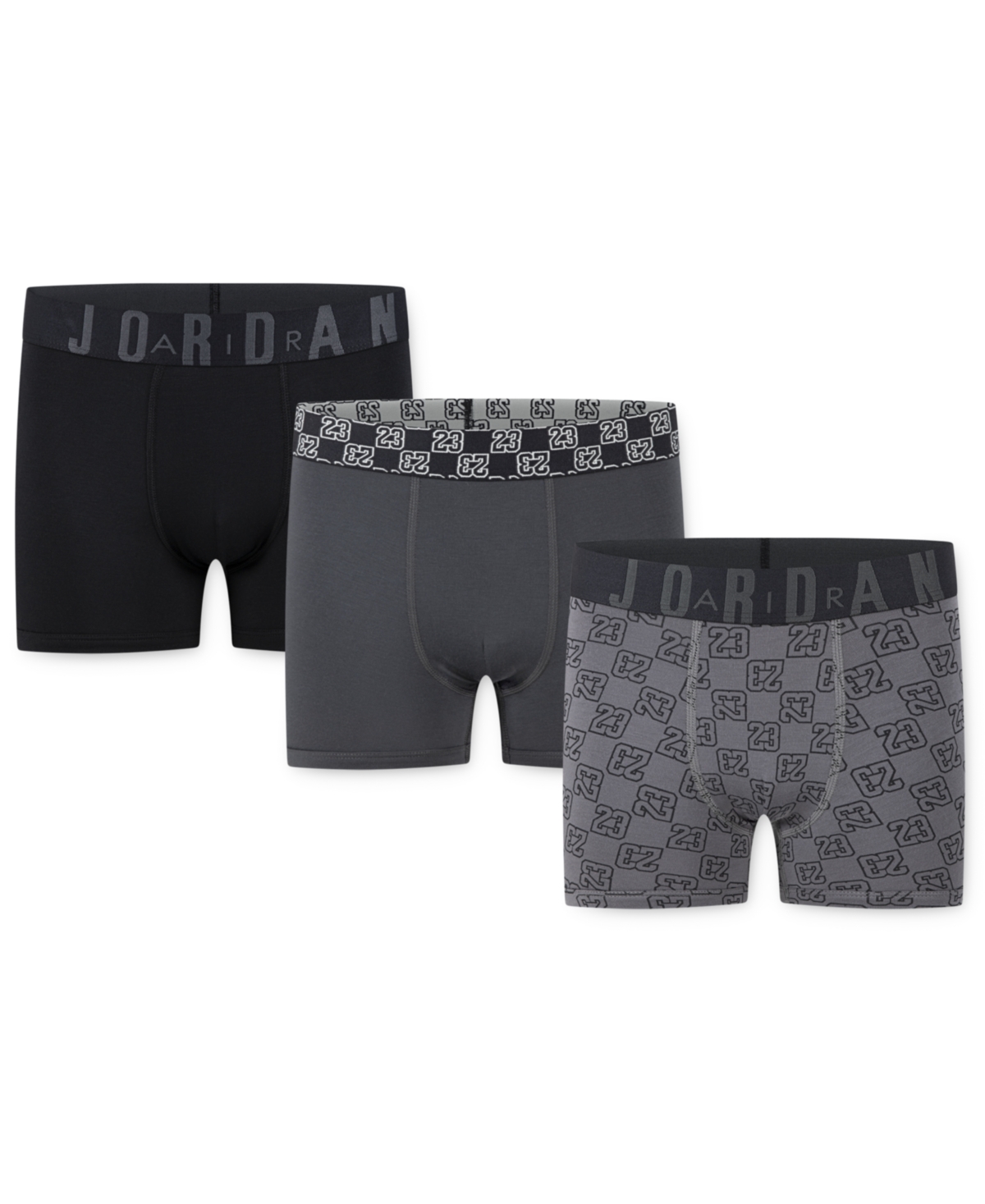 Jordan Big Boys 23 Monogram Boxer Briefs, 3 Pack In Black