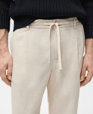 Men's Slim-Fit Linen-Blend Drawstring Pants