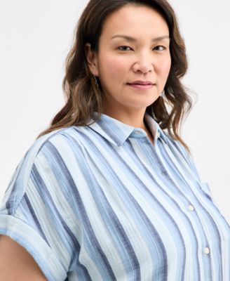 売れ筋商品|||スタイルアンドコー カットソー トップス レディース Plus Size Solid V-Neck Camp Shirt, Exclusively at Macy's Atomic Orange Style & Co T-Shirt Plus Size Shirts & Tops - Macy's