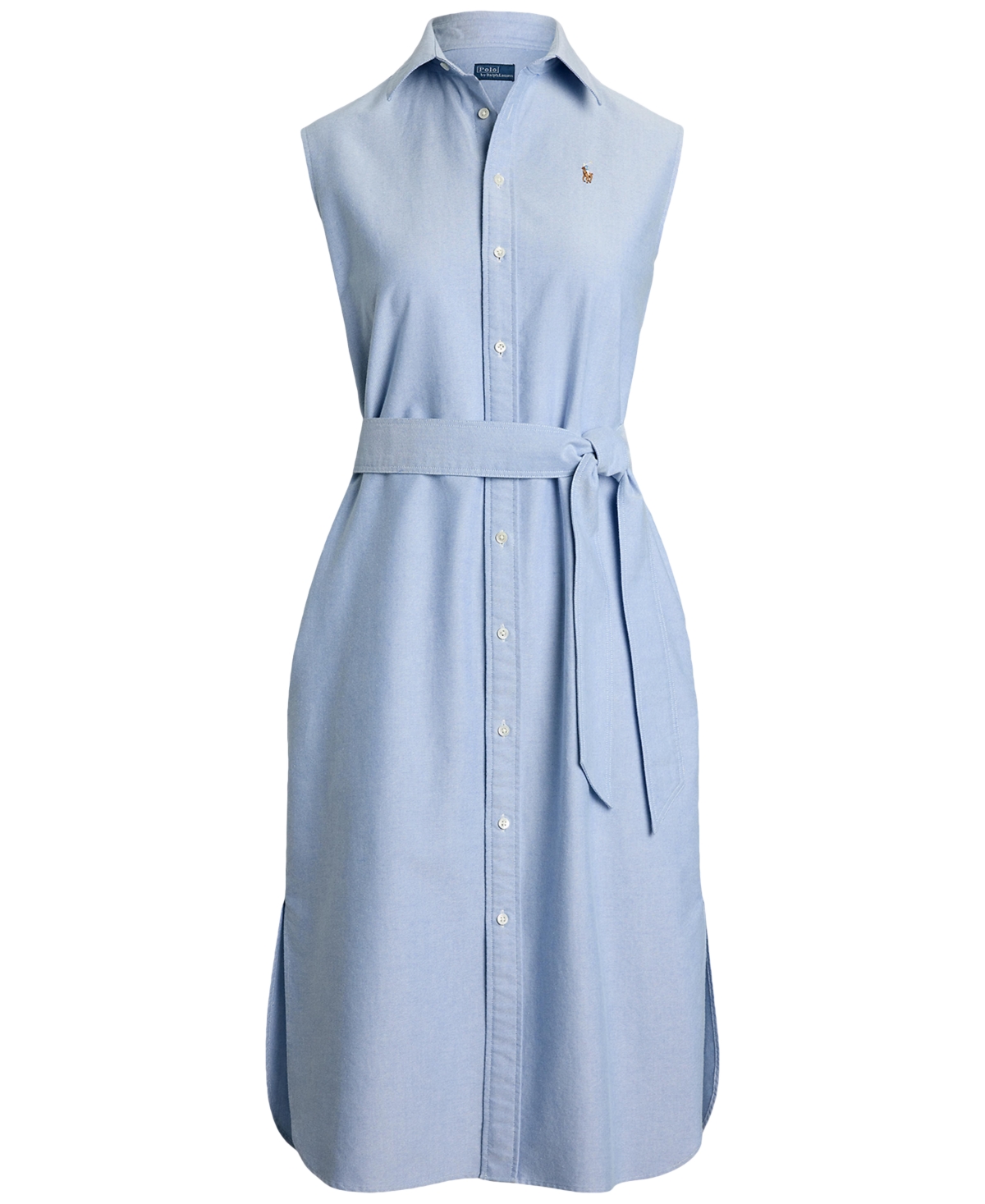 Polo Ralph Lauren Sleeveless Cotton Shirtdress In Blue