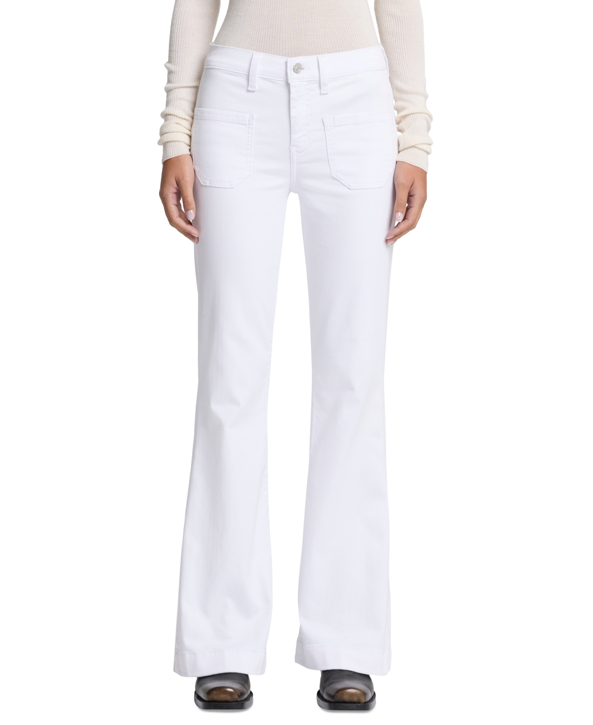 7 For All Mankind Women's Dojo Tailorless Patch-pocket Bootcut Jeans