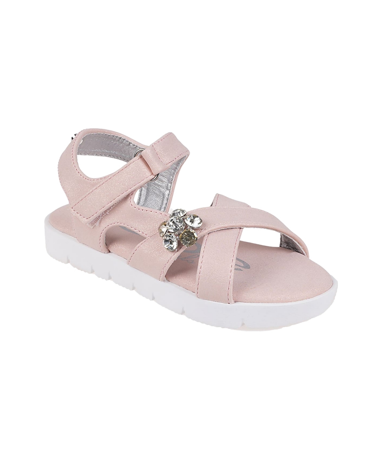 Bebe Little Girls Sporty With Flower Gem Accent Sandals In Pink