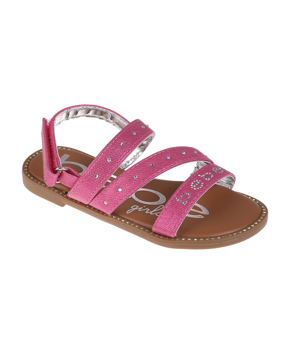 Bebe Little Girls Flat With Rhinestone And  Ornamentation Sandals In Fuchsia