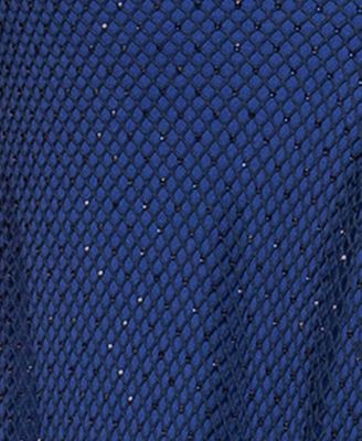 Women's V-Neck Rhinestone-Mesh Long Bodycon Dress 