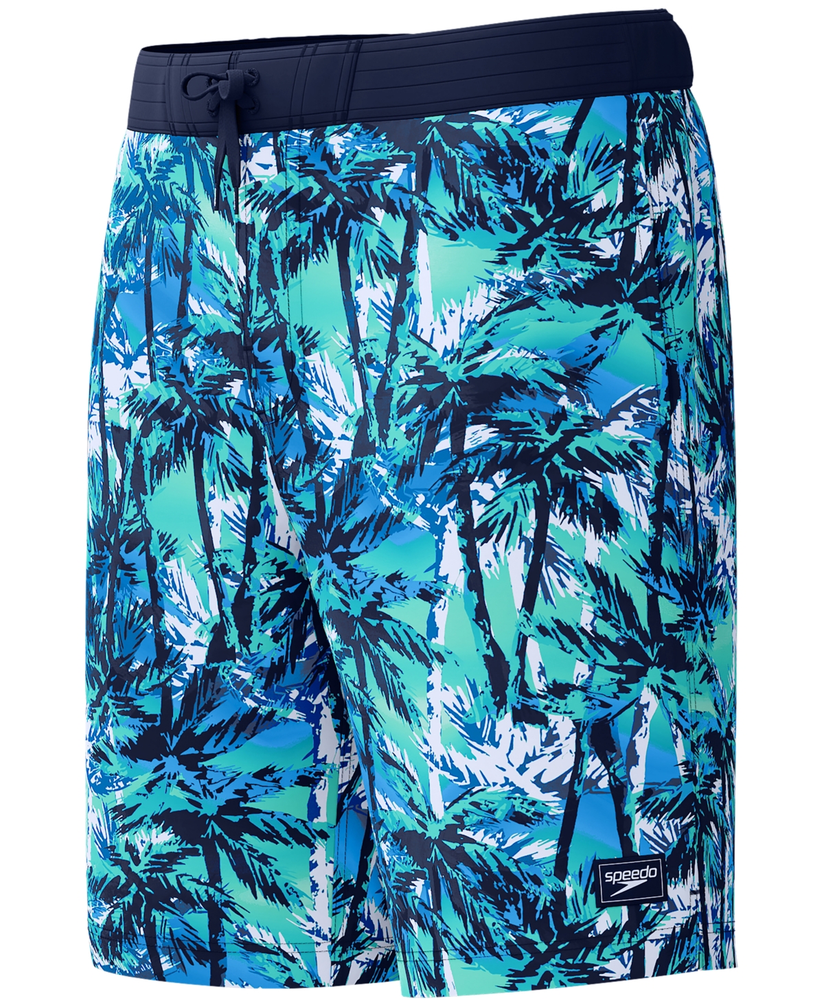 Speedo Men's Hawaiian Sky Bondi Basin Palm Print Drawstring 9" Boardshorts In Hawain Sky