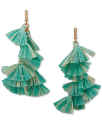 lonna & lilly - Gold-Tone Green Raffia Statement Earrings