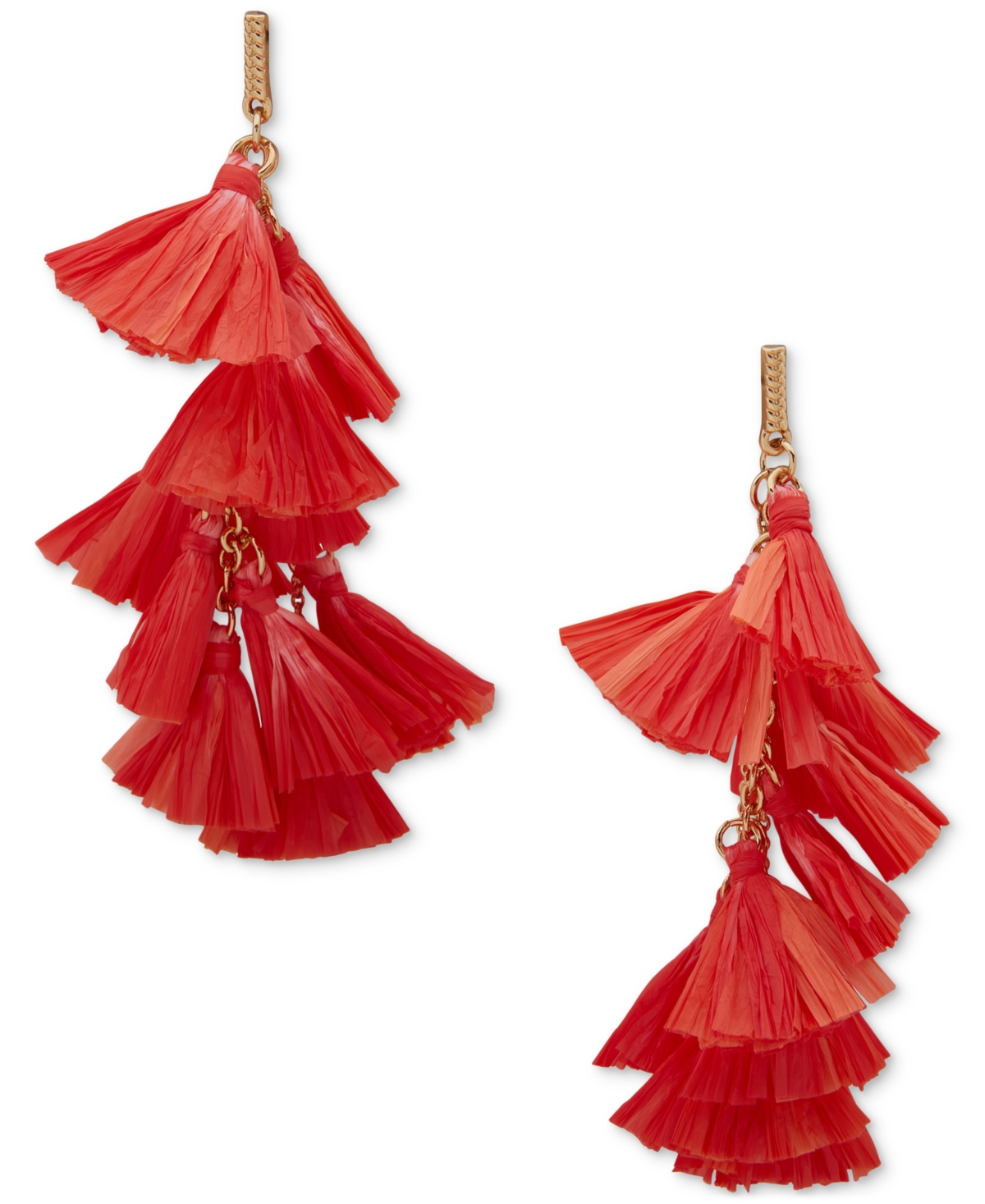 Lonna & Lilly Gold-tone Green Raffia Statement Earrings In Coral