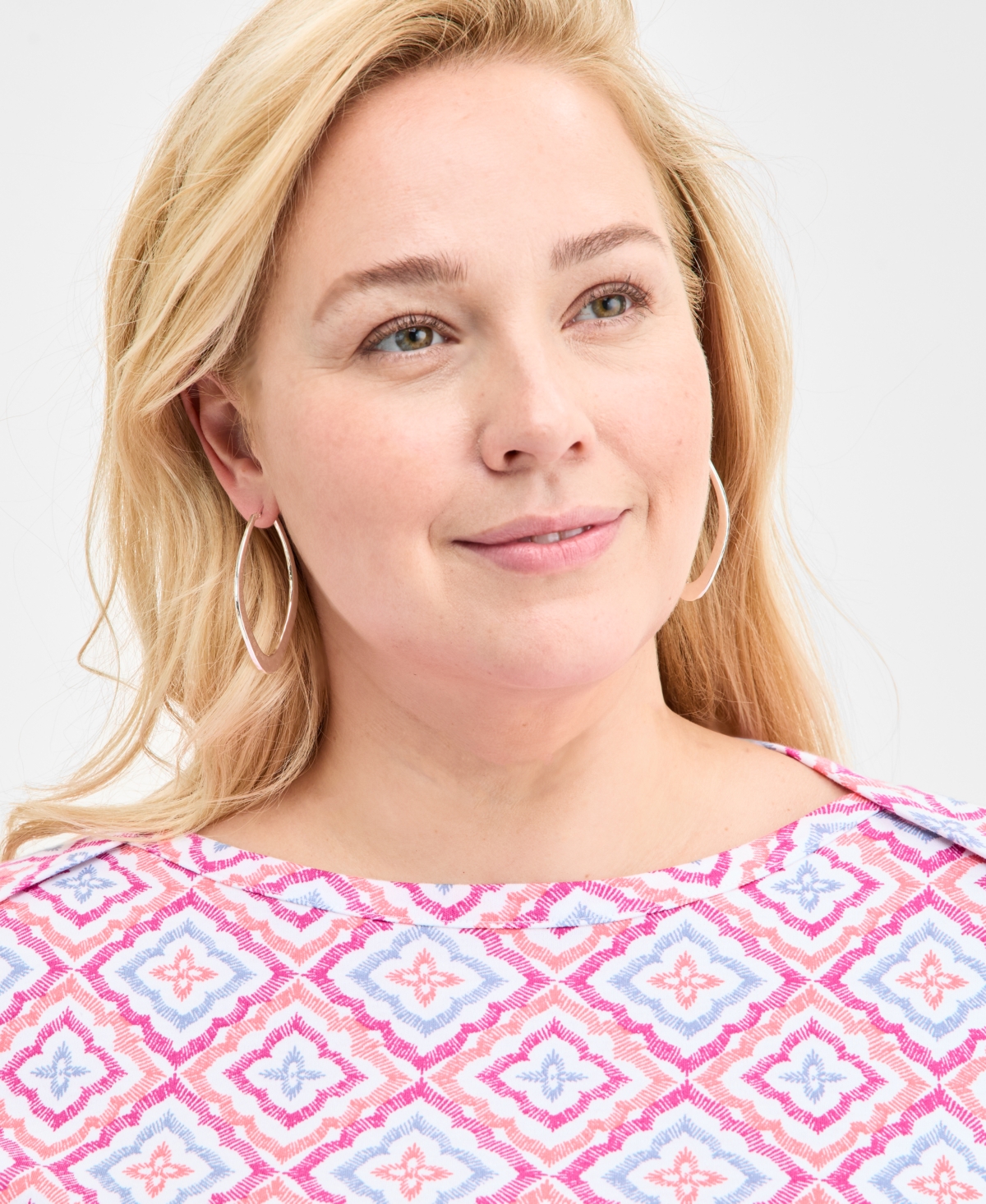 Shop Style & Co Plus Size Printed 3/4-sleeve Knit Top, Exclusively At Macy's In Simple Rose
