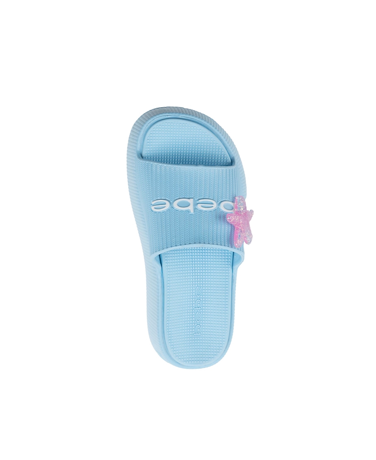 Bebe Little And Big Girls Stylish And Comfortable Summer Platform With Starfish Charm Slides In Light Pastel Blue