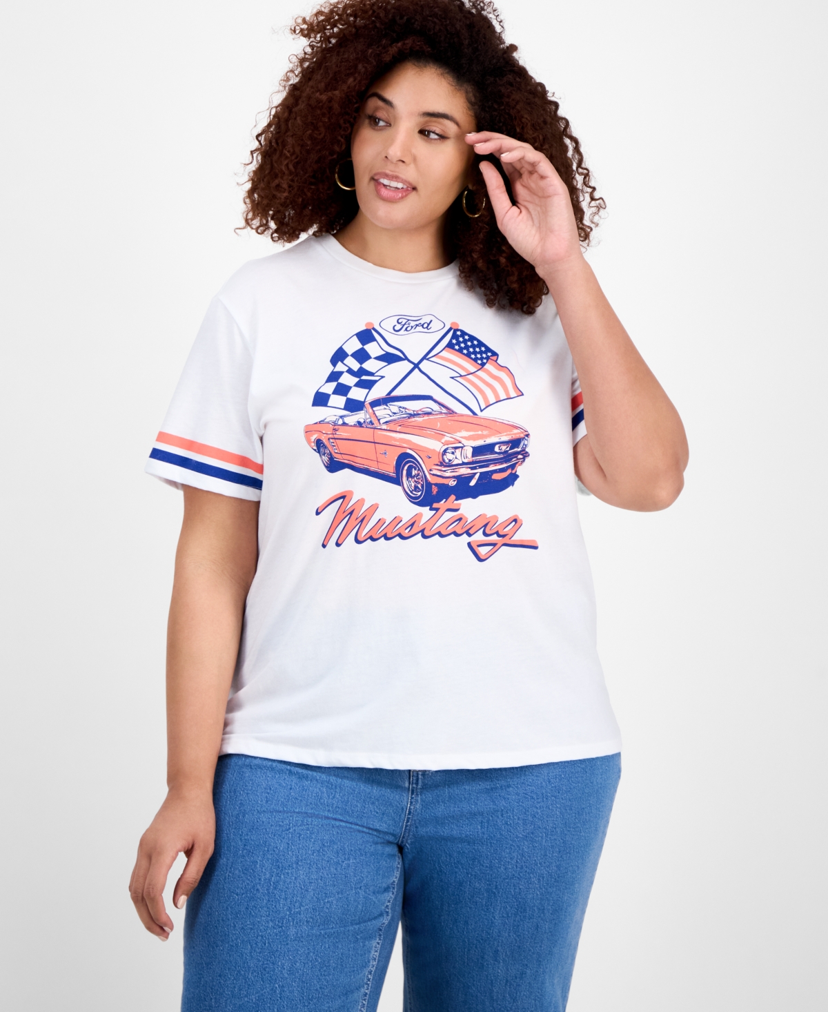 HYBRID TRENDY PLUS SIZE MUSTANG CREWNECK TEE 